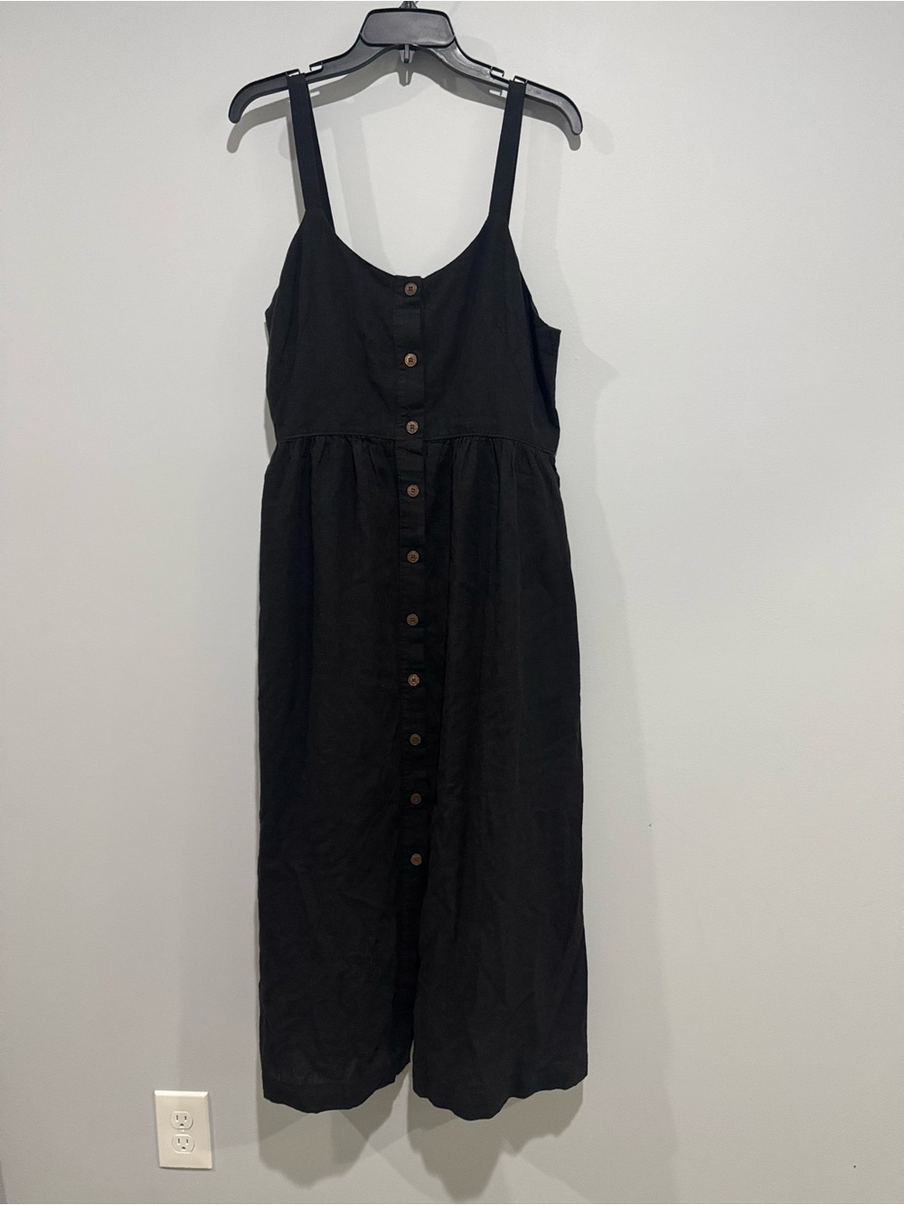 NWT Patagonia Black Front Linen Dress with Straps Size M